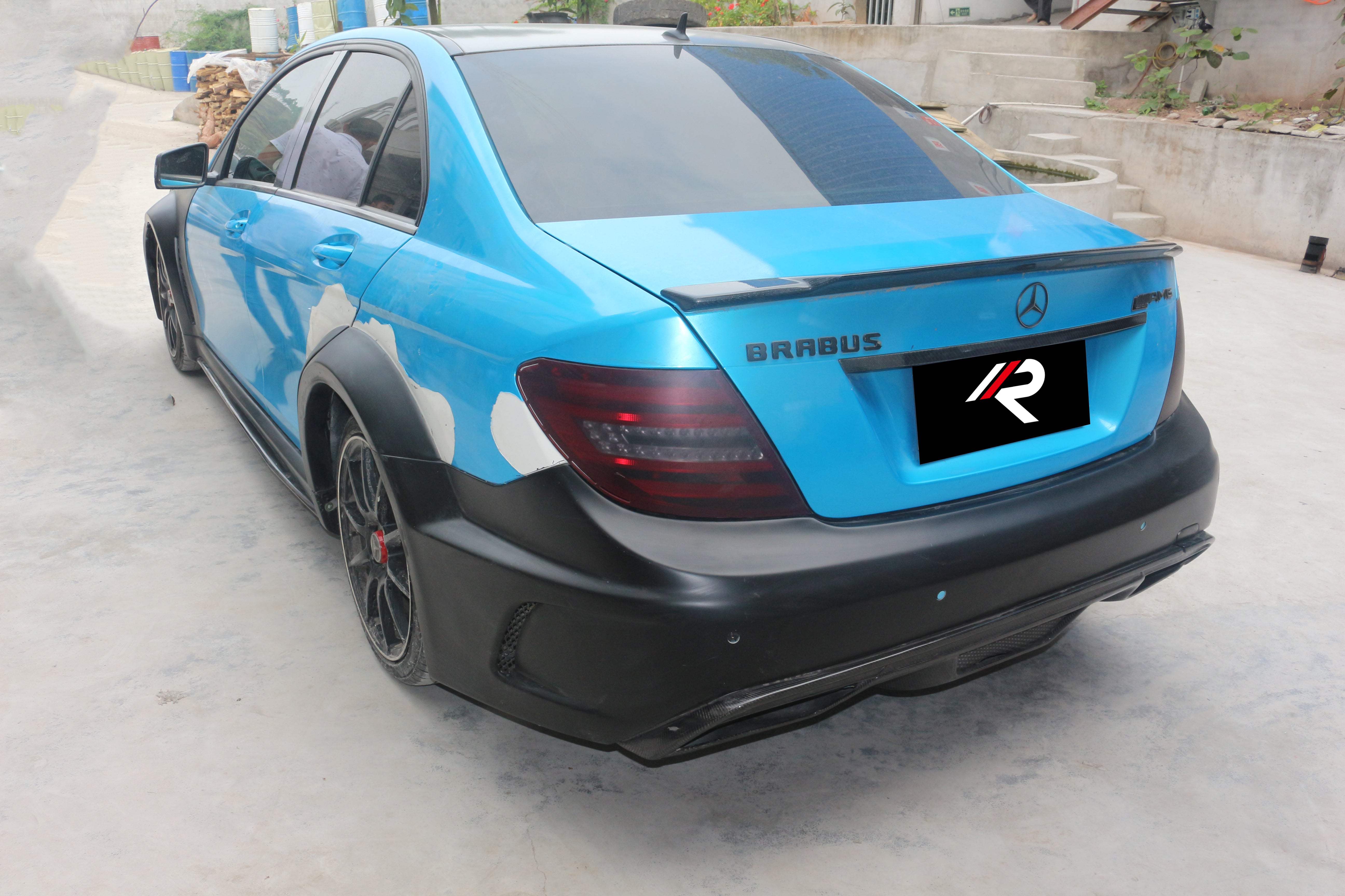 Mercedes Benz C-Class C300 C280 W204 2007 2008 2009 2010 2011 with Aftermarket Parts - Black Series Conversion Style Hood Carbon Fiber / FRP from Aero Republic