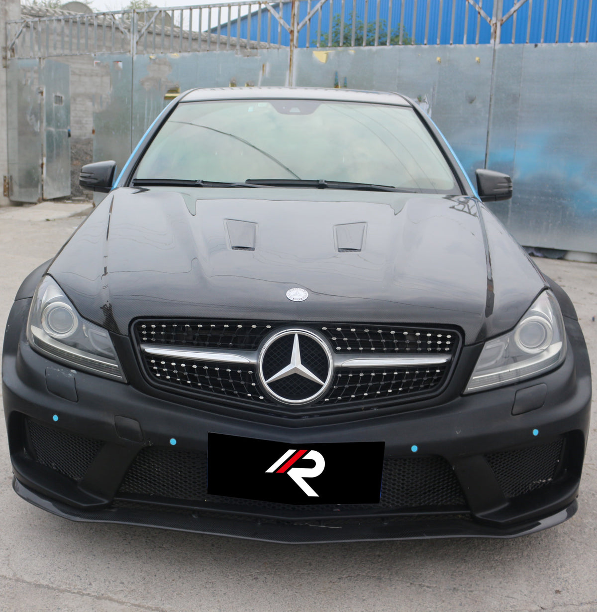 Mercedes Benz C-Class C300 C280 W204 2007 2008 2009 2010 2011 with Aftermarket Parts - Black Series Conversion Style Hood Carbon Fiber / FRP from Aero Republic