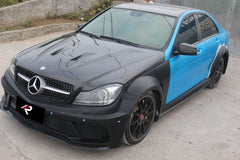 Mercedes Benz C-Class C300 C280 W204 2007 2008 2009 2010 2011 with Aftermarket Parts - Black Series Conversion Style Hood Carbon Fiber / FRP from Aero Republic