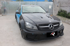 Mercedes Benz C-Class C250 Luxury Sport W204 2012 2013 2014 with Aftermarket Parts - Black Series Conversion Style Hood Carbon Fiber / FRP from Aero Republic