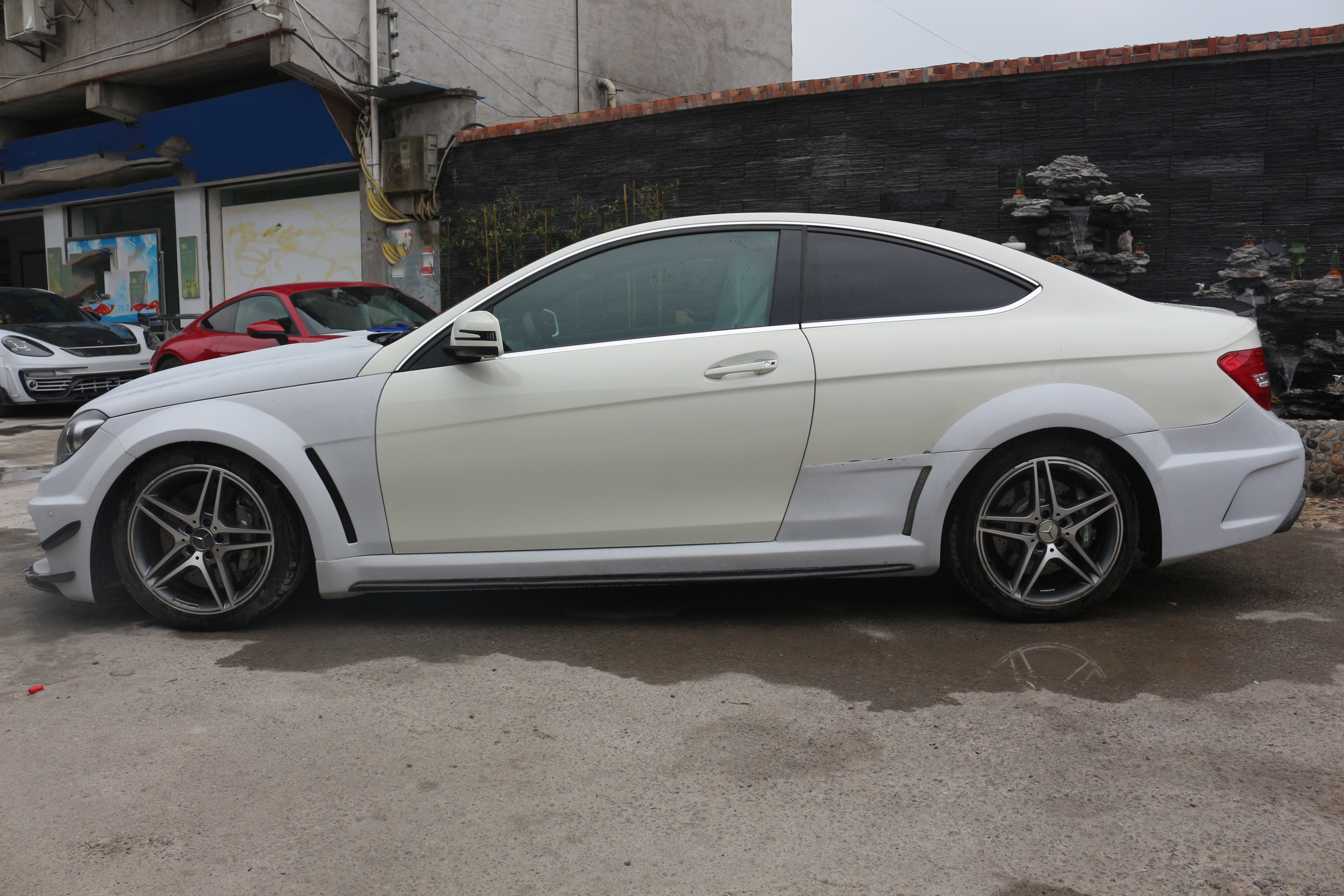 Mercedes Benz C-Class C63 AMG C204 2012 2013 2014 with Aftermarket Parts - Black Series Conversion Style Full Body Kit Carbon Fiber / FRP from Aero Republic