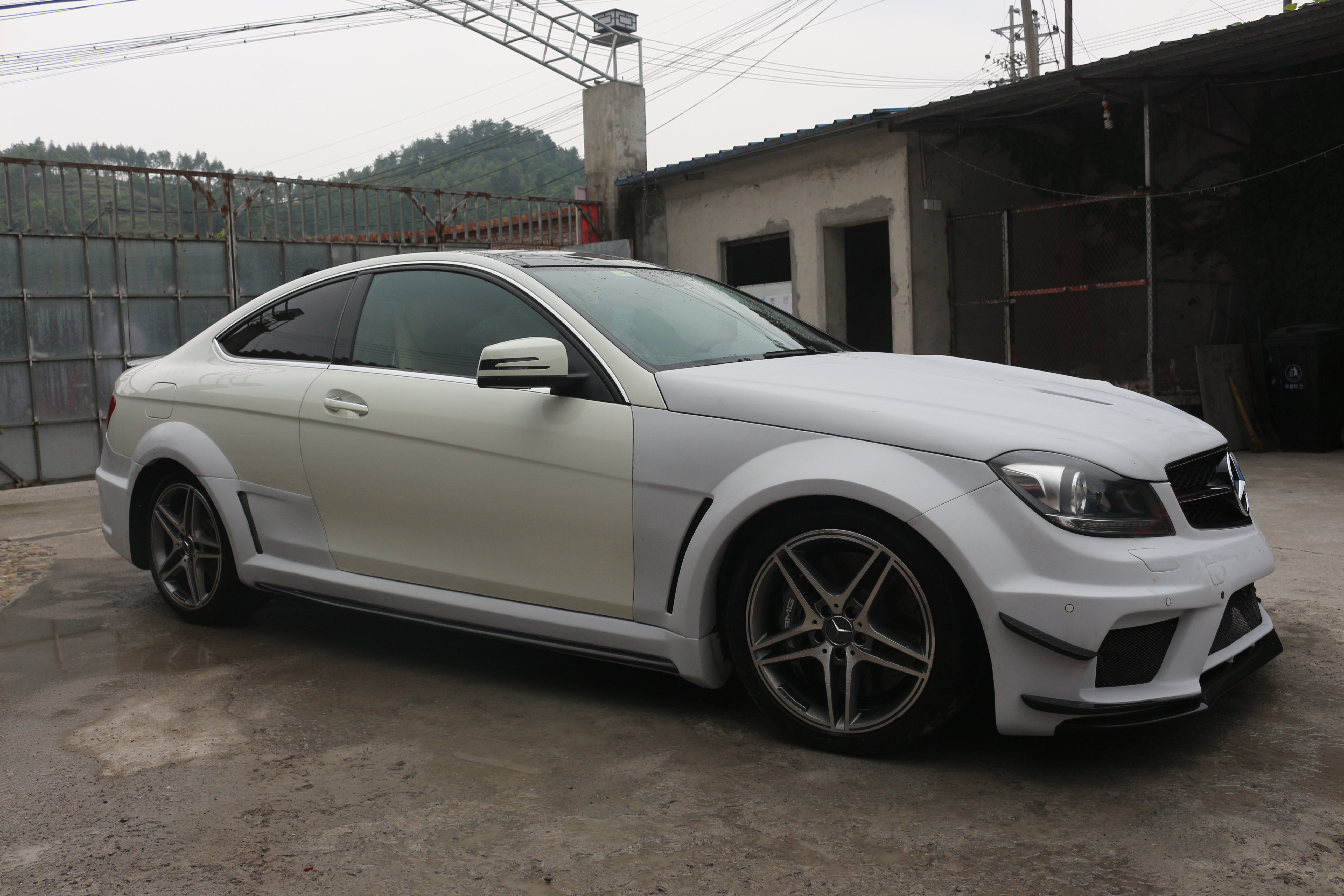 Mercedes Benz C-Class C63 AMG C204 2012 2013 2014 with Aftermarket Parts - Black Series Conversion Style Full Body Kit Carbon Fiber / FRP from Aero Republic