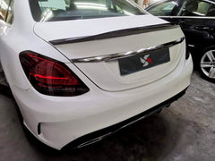 Mercedes Benz C-Class C63S C63 C43 AMG C450 C300 W205 Sedan 2015 2016 2017 2018 2019 2020 2021 with Aftermarket Parts - PSM Style Rear Lip Spoiler Pre-preg Carbon Fiber from Aero Republic