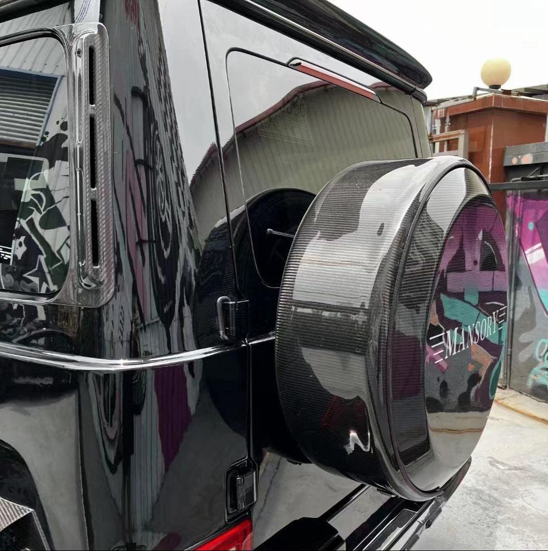 Mercedes Benz G63 AMG G550 W463 W464 2019-ON with Aftermarket Parts - M Style (With & Without Logo) Spare Tire Cover Carbon Fiber from?Aero Republic