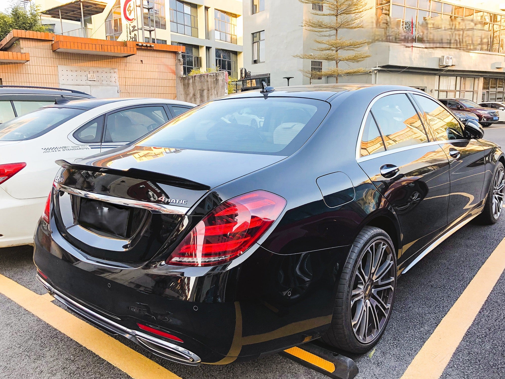 Mercedes Benz S-Class W222 S65 AMG S63 S600 S560 S550 S500e S450 Sedan 2014 2015 2016 2017 2018 2019 2020 with Aftermarket Parts - X Style Rear Lip Spoiler&nbsp;Carbon Fiber from Aero Republic