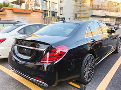 Mercedes Benz S-Class W222 S65 AMG S63 S600 S560 S550 S500e S450 Sedan 2014 2015 2016 2017 2018 2019 2020 with Aftermarket Parts - X Style Rear Lip Spoiler&nbsp;Carbon Fiber from Aero Republic