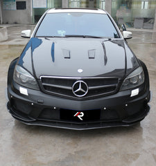 Mercedes Benz W204 C63 AMG 2008 2009 2010 2011 with Aftermarket Parts - Black Series Conversion Style Hood Carbon Fiber / FRP from Aero Republic