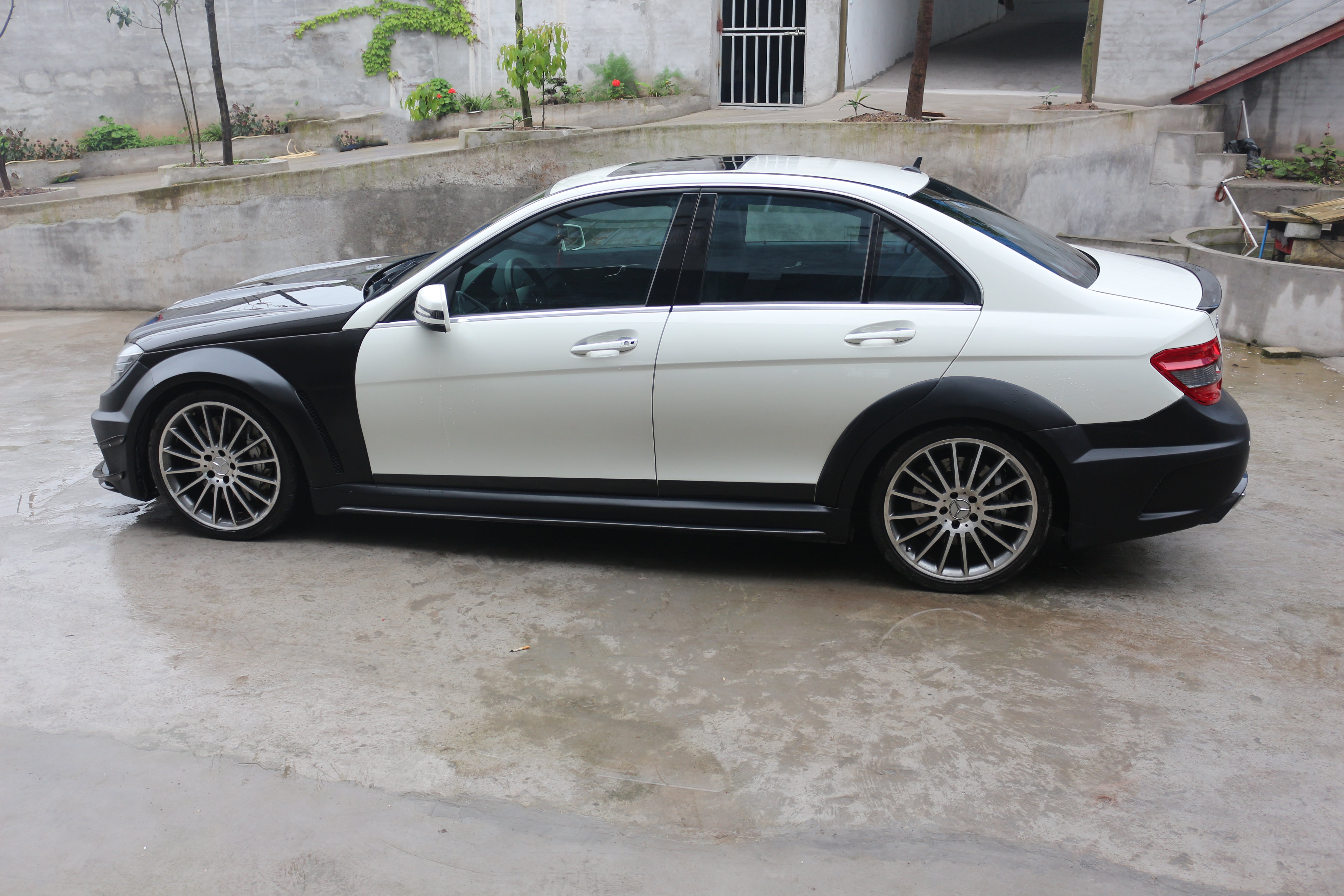 Mercedes Benz W204 C63 AMG 2008 2009 2010 2011 with Aftermarket Parts - Black Series Conversion Style Full Body Kit Carbon Fiber / FRP from Aero Republic