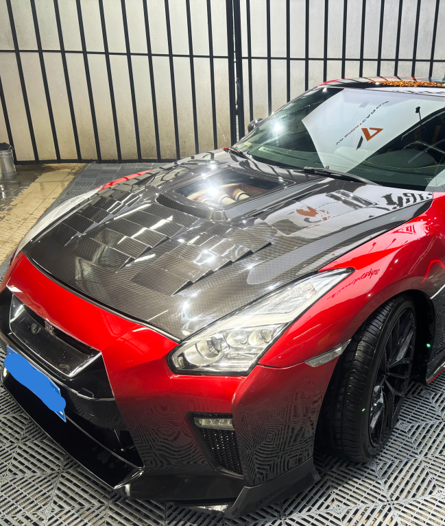 Nissan GTR R35 CBA DBA 2008 2009 2010 2011 2012 2013 2014 2015 2016 (for installation on 2017-2024 vehicles, 2008-2016 front bumper is recommended) with Aftermarket Parts - IMP Style Hood Dry Pre-preg Carbon Fiber from Aero Republic