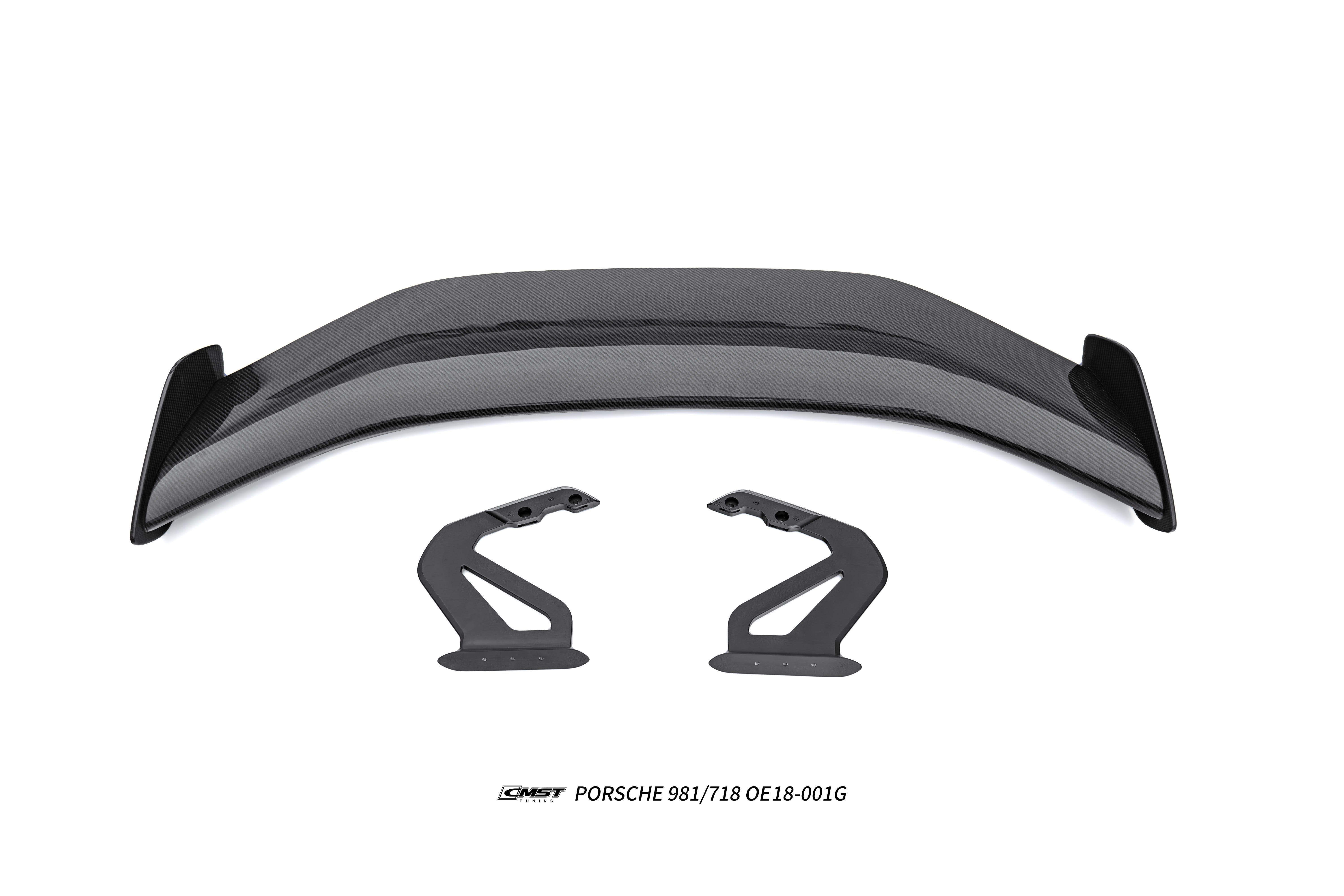 Porsche 981 Cayman (Base / S / GTS) 2012 2013 2014 2015 2016 & 718 982 Cayman (Base / T / S / GTS) 2017-ON & 987.1 987.2 Cayman (Base / S) 2005-2012 with Aftermarket Parts - GT4RS Conversion Style Rear Wing Dry Pre-preg Carbon Fiber / FRP from Aero Republic