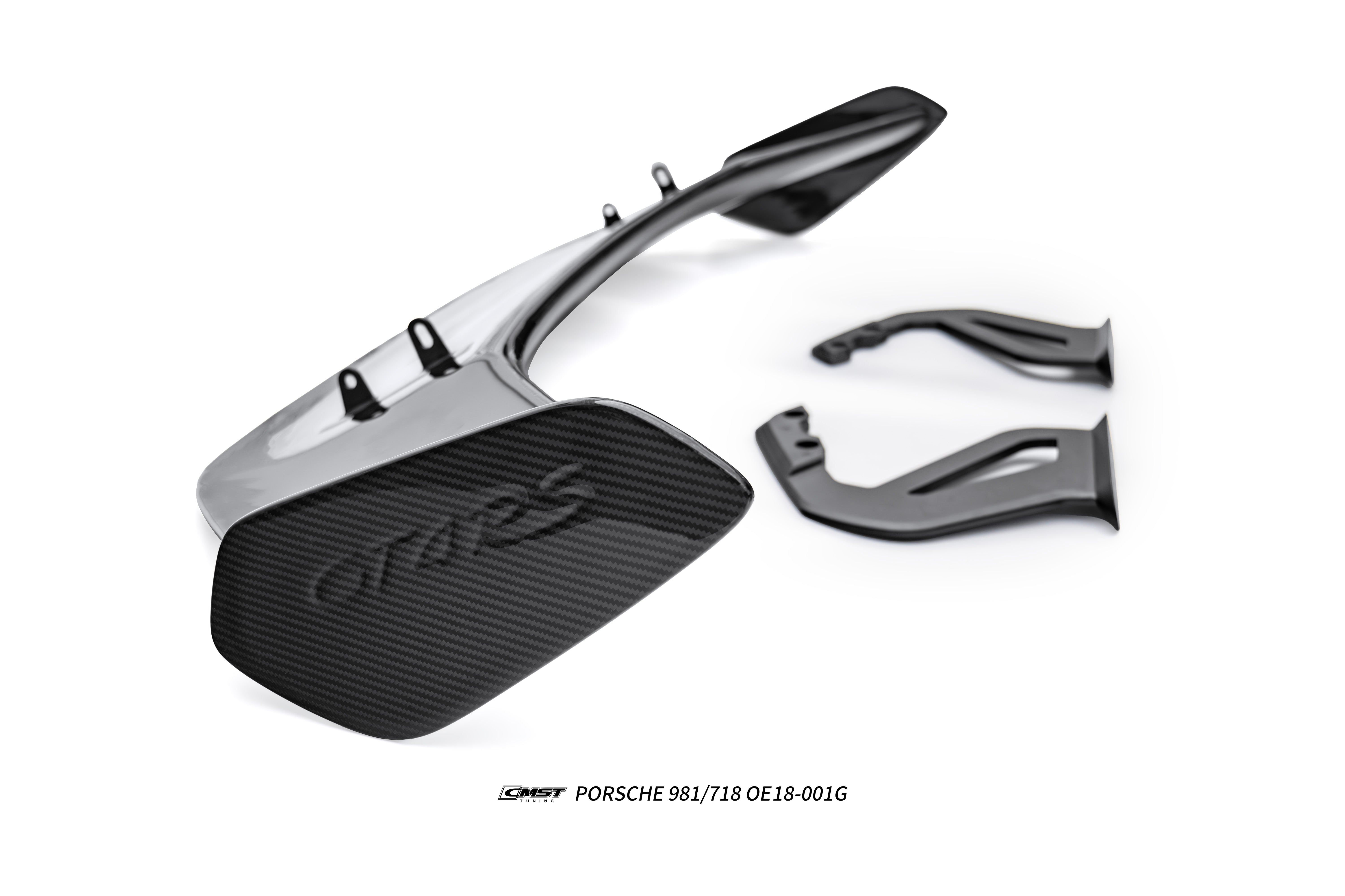 Porsche 981 Cayman (Base / S / GTS) 2012 2013 2014 2015 2016 & 718 982 Cayman (Base / T / S / GTS) 2017-ON & 987.1 987.2 Cayman (Base / S) 2005-2012 with Aftermarket Parts - GT4RS Conversion Style Rear Wing Dry Pre-preg Carbon Fiber / FRP from Aero Republic