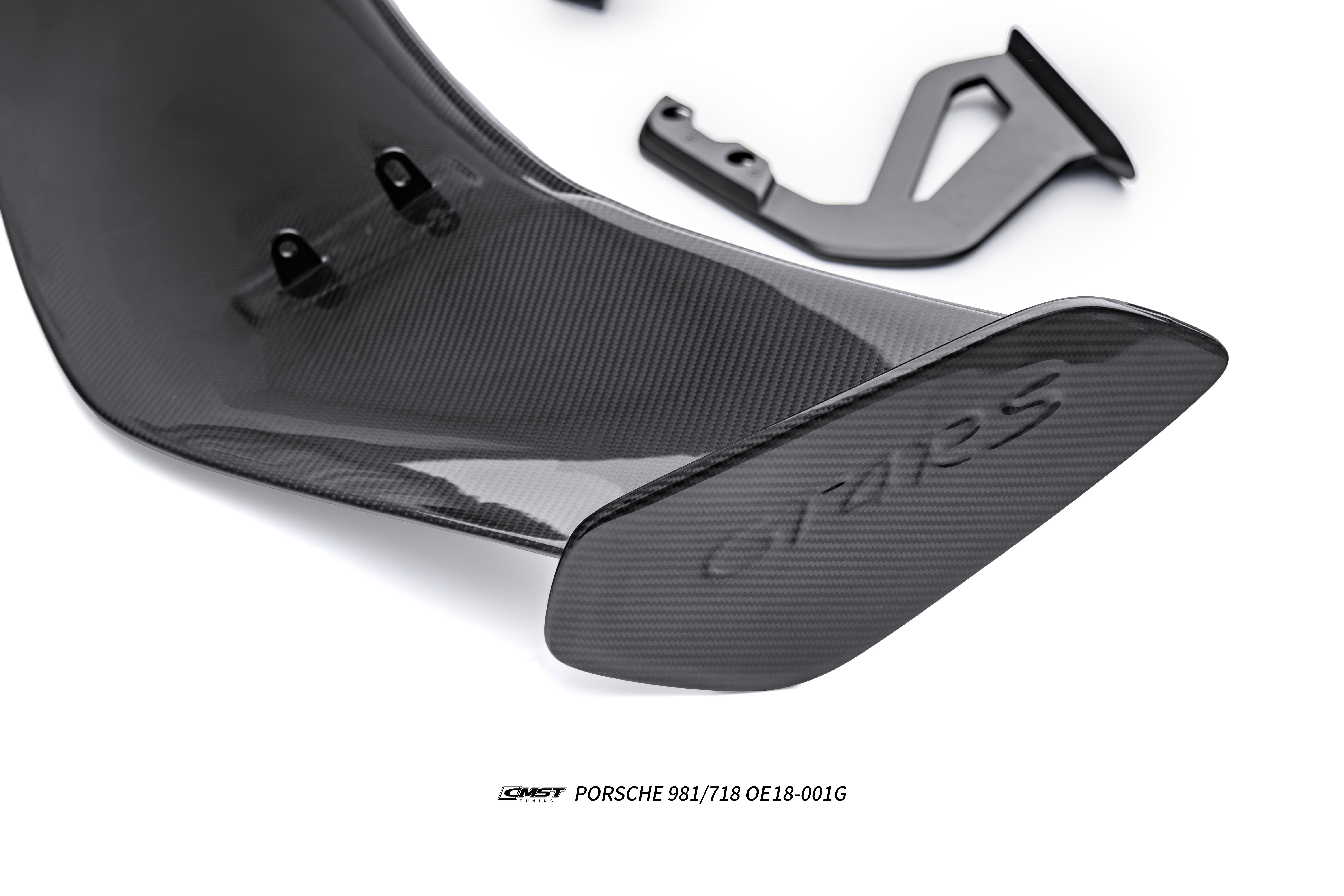 Porsche 981 Cayman (Base / S / GTS) 2012 2013 2014 2015 2016 & 718 982 Cayman (Base / T / S / GTS) 2017-ON & 987.1 987.2 Cayman (Base / S) 2005-2012 with Aftermarket Parts - GT4RS Conversion Style Rear Wing Dry Pre-preg Carbon Fiber / FRP from Aero Republic