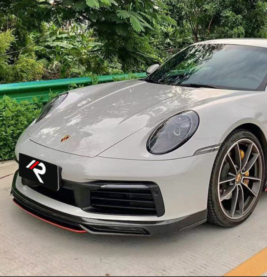 Porsche 911 992.1 Carerra Base/S/T/4/4S/Targa 4/ Targa 4S (base bumper only) 2020 2021 2022 2023 2024 with Aftermarket Parts - Front Lip Carbon Fiber / FRP from Aero Republic