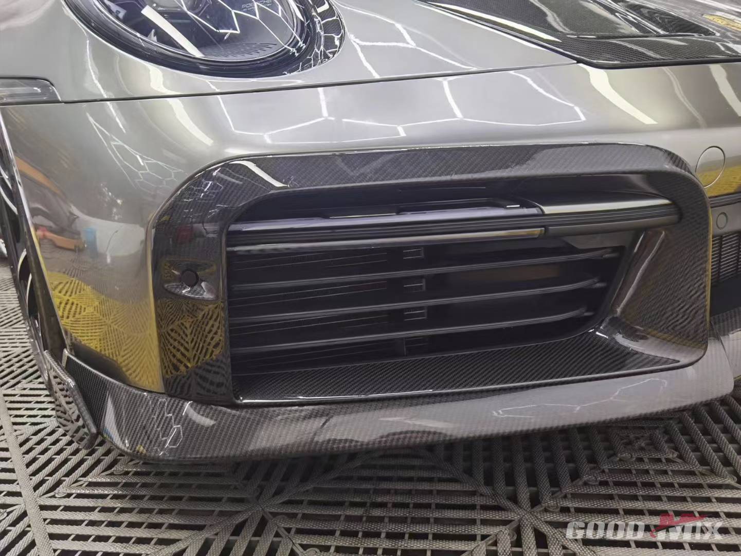 Porsche 911 992.1 Turbo/Turbo S 2020 2021 2022 2023 2024 2025 (non-aerokit version) with Aftermarket Parts - OEM Replacement Front Bumper Trims?Carbon Fiber from Aero Republic