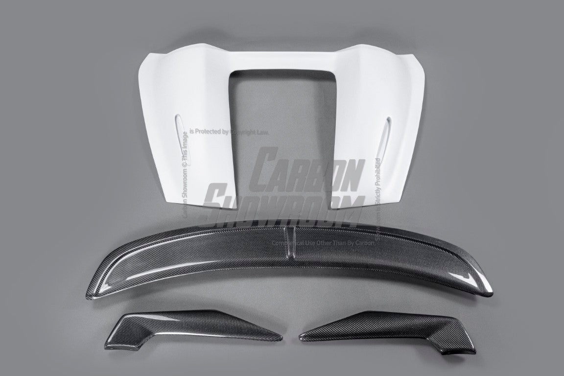 Porsche 981 Boxster (Base / S / GTS) 2012 2013 2014 2015 2016 with Aftermarket Parts - Tonneau Cover and Rear Wing Carbon Fiber from Aero Republic