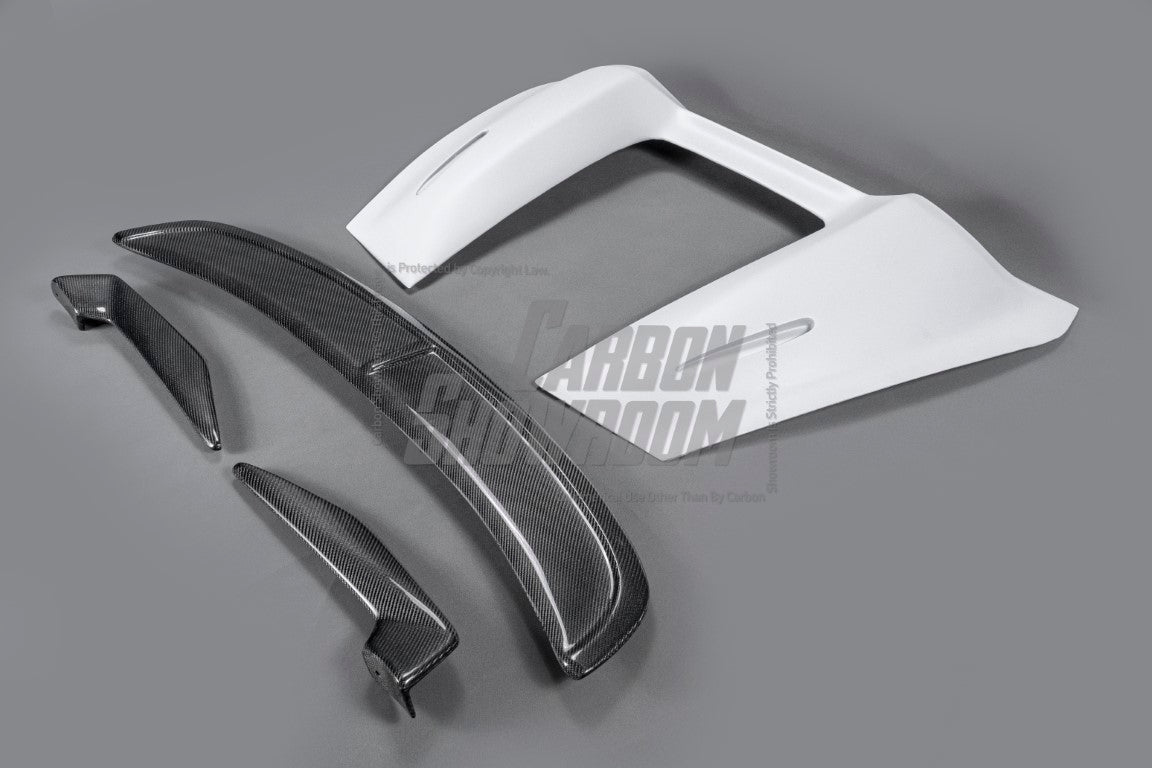 Porsche 981 Boxster (Base / S / GTS) 2012 2013 2014 2015 2016 with Aftermarket Parts - Tonneau Cover and Rear Wing Carbon Fiber from Aero Republic