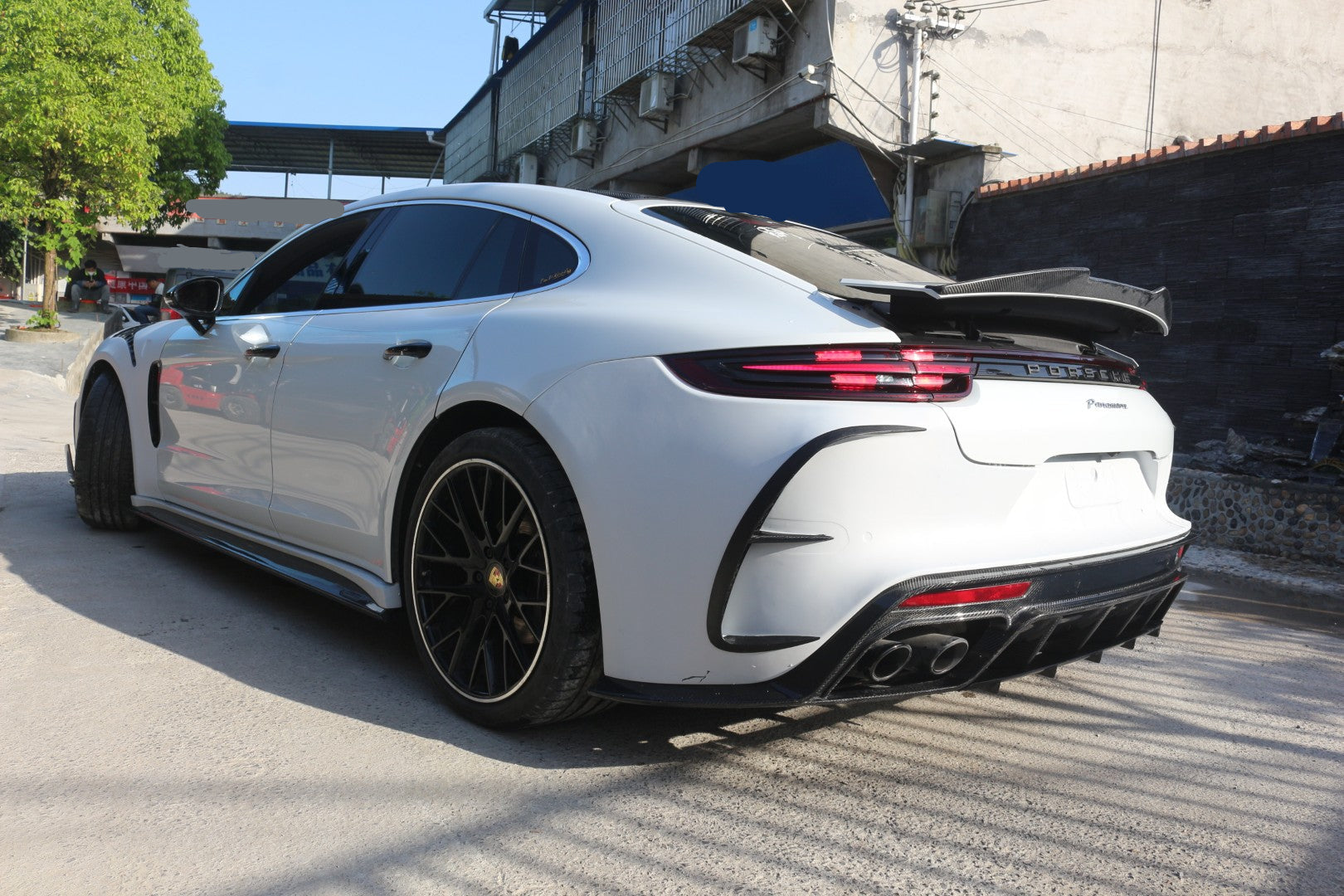 Porsche Panamera 9porsc71 971.1 Base/4/4S/GTS/Turbo/Turbo S 2017 2018 2019 2020 & Panamera 971 971.2 Base/4/4S/GTS/Turbo/Turbo S 2021 2022 2023 with Aftermarket Parts - MSRY Style Rear Bumper Carbon Fiber from Aero Republic