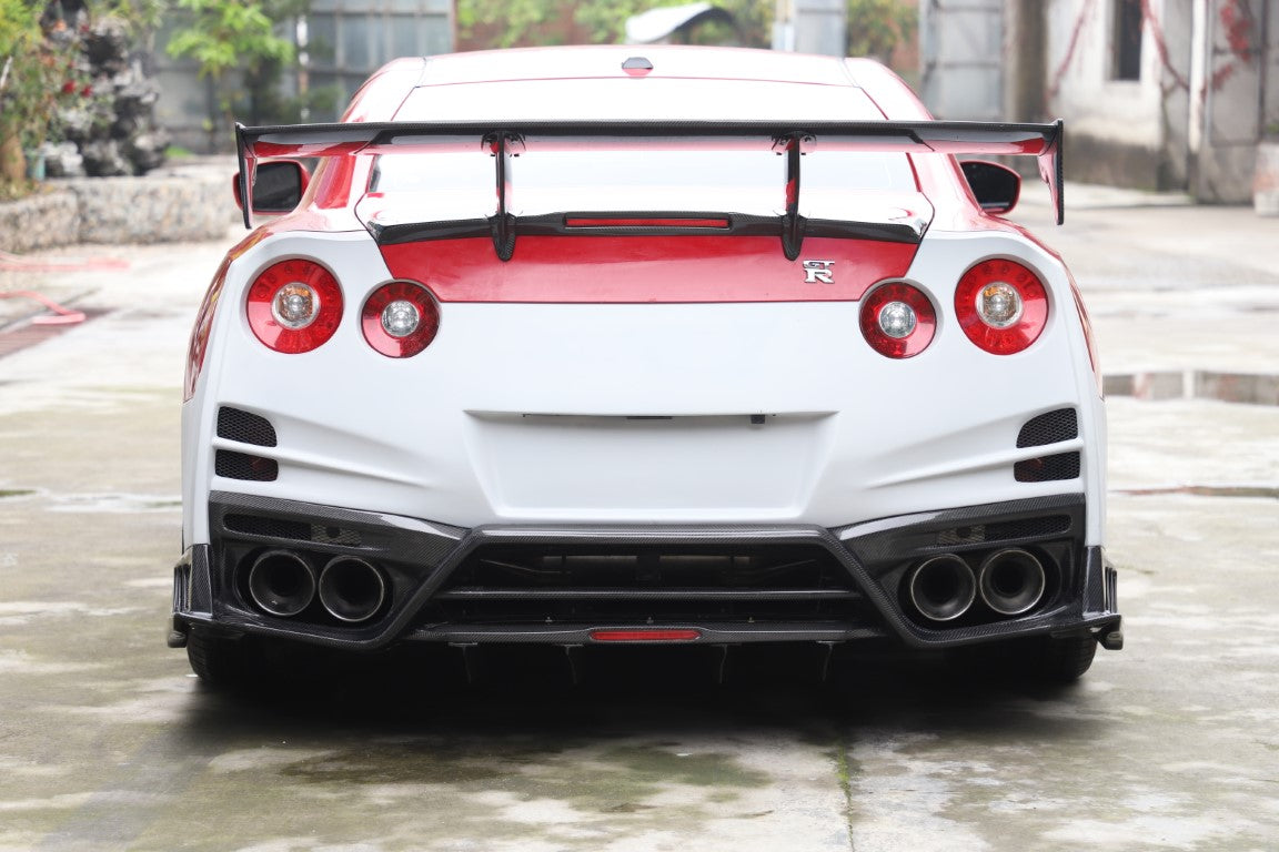 Nissan GTR R35 CBA DBA EBA 2008 2009 2010 2011 2012 2013 2014 2015 2016 2017 2018 2019 2020 2021 2022 2023 2024 with Aftermarket Parts - TS Style Rear Bumper & Diffuser Carbon Fiber / FRP from Aero Republic