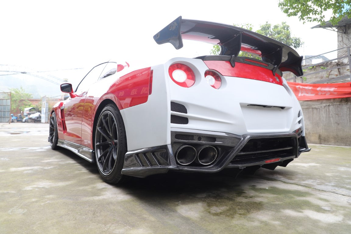 Nissan GTR R35 CBA DBA EBA 2008 2009 2010 2011 2012 2013 2014 2015 2016 2017 2018 2019 2020 2021 2022 2023 2024 with Aftermarket Parts - TS Style Rear Bumper & Diffuser Carbon Fiber / FRP from Aero Republic