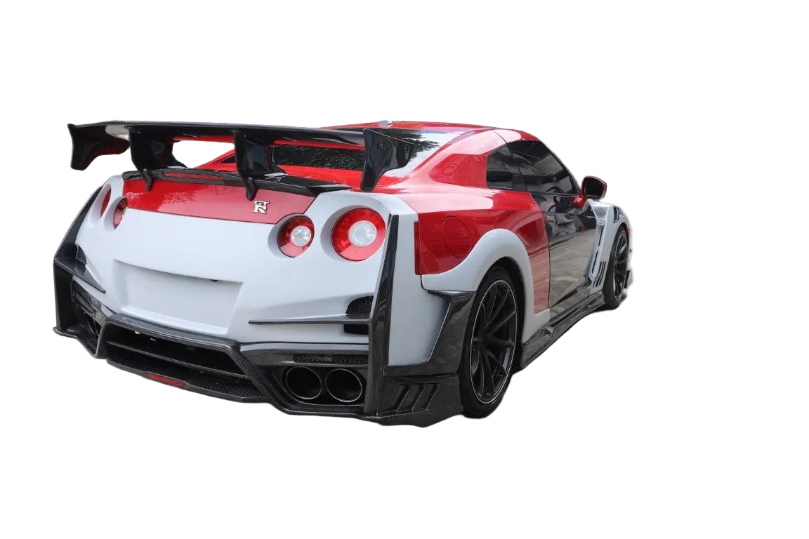 Nissan GTR R35 CBA DBA EBA 2008 2009 2010 2011 2012 2013 2014 2015 2016 2017 2018 2019 2020 2021 2022 2023 2024 with Aftermarket Parts - TSV2 Style Rear Bumper Bent Trim Carbon Fiber / FRP from Aero Republic