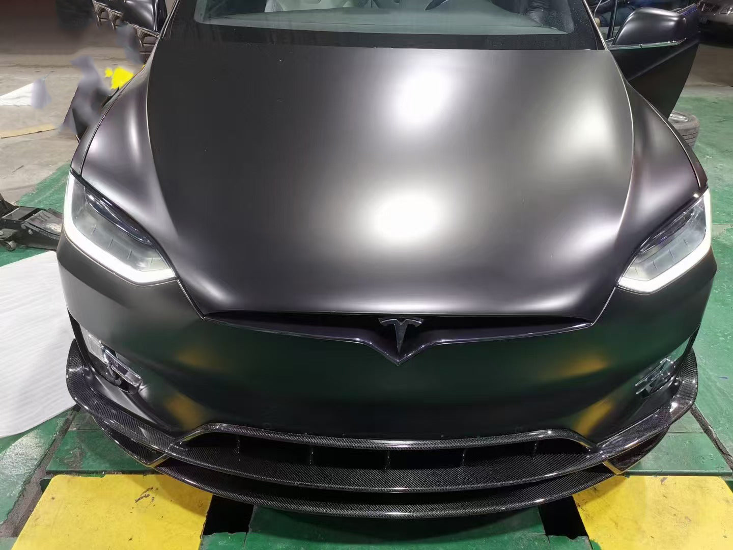 Tesla Model X P100D 100D 90D 75D 60D Performance Long Range Base 2016 2017 2018 2019 2020 2021 with Aftermarket Parts - RZ Style Front Lip Carbon Fiber from Aero Republic