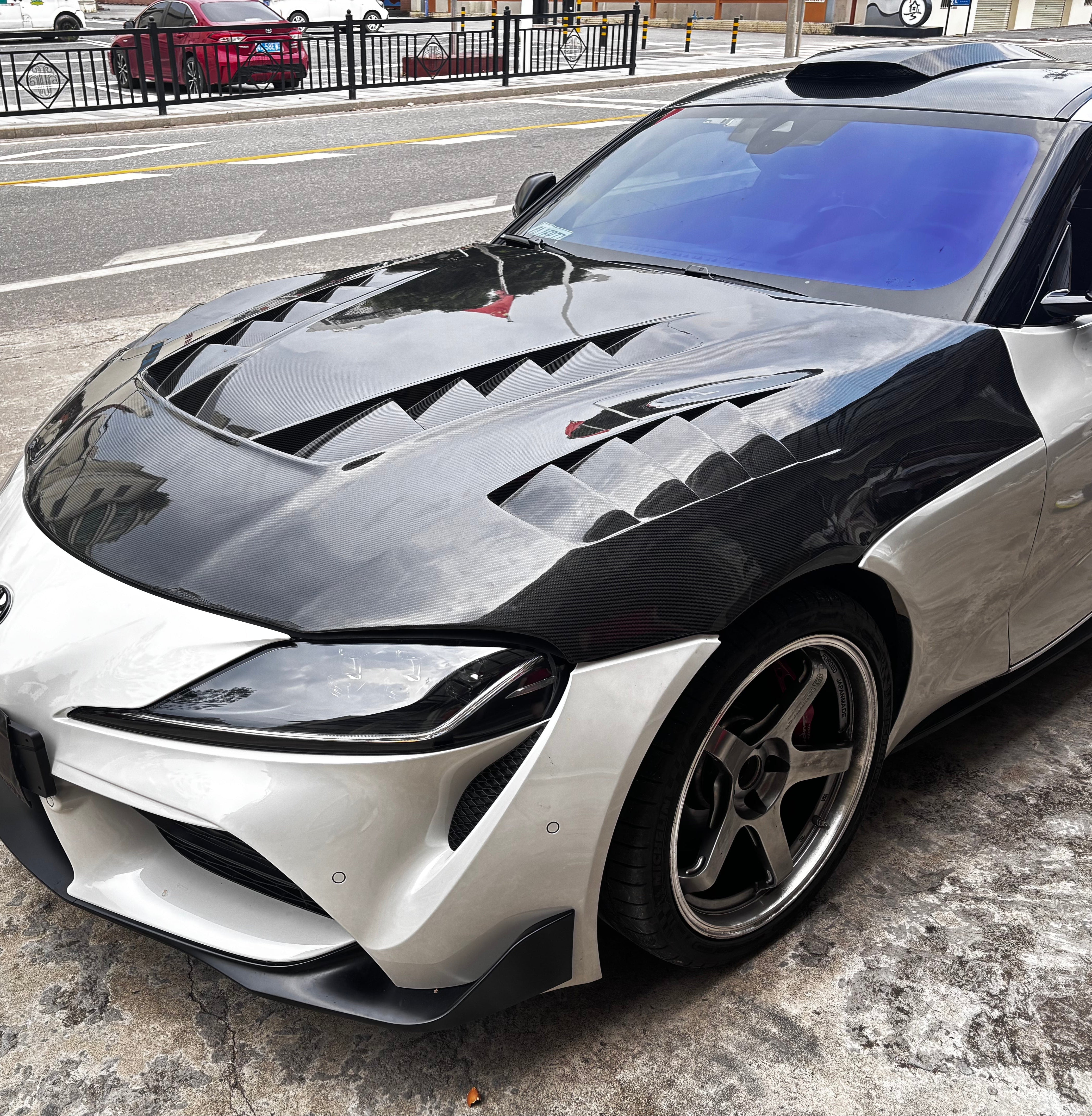 Toyota Supra MK5 A90 A91 2019 2020 2021 2022 2023 2024 2025 2026 with Aftermarket Parts - SEI TV Style Hood Carbon Fiber from Aero Republic