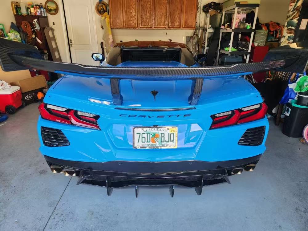 Chevrolet C8 Corvette Base 2020-ON & C8 Corvette Z06 2023-ON & C8 Corvette E-Ray 2024-ON with Aftermarket Parts - ZR1 V2 Style Rear Wing Only Carbon Fiber from Aero Republic