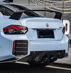 BMW M2 M2C G87 2023 2024 with Aftermarket Parts - MP Style / Center Quad Exit Rear Bumper Center Diffuser Plate Pre-preg Carbon Fiber from Aero Republic