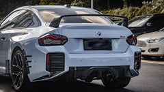 BMW M2 M2C G87 2023 2024 with Aftermarket Parts - MP Style / Center Quad Exit Rear Bumper Center Diffuser Plate Pre-preg Carbon Fiber from Aero Republic