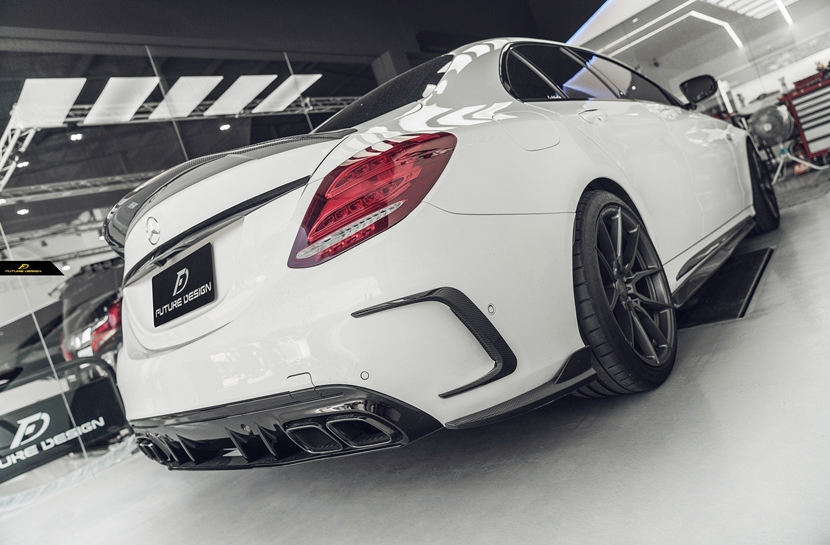 Aero Republic Carbon Fiber Rear Bumper Canards for Mercedes Benz 2015-21 W205 C300 C43 C63 C63S AMG Sedan 4 Door