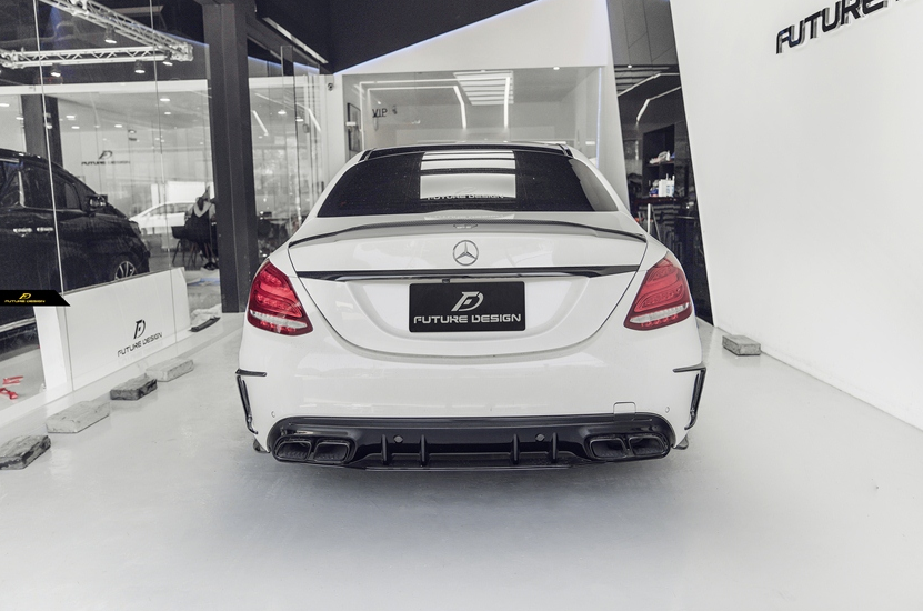 Aero Republic Carbon Fiber Rear Bumper Canards for Mercedes Benz 2015-21 W205 C300 C43 C63 C63S AMG Sedan 4 Door