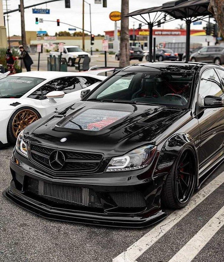 Mercedes Benz W204 C63 AMG Facelift 2012 2013 2014 with Aftermarket Parts - IMP Style Transperant Tempered Glass Window Hood Carbon Fiber / FRP from Aero Republic