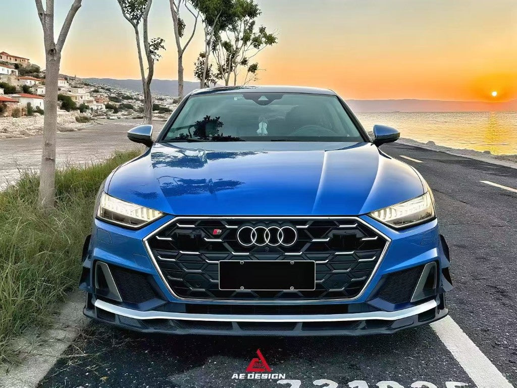 Audi S7 A7 (with S-bumper) C8 2019-ON with Aftermarket Parts - ART V2 Style Front Canards Dry Pre-preg Carbon Fiber from ArmorExtend