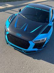Audi R8 Gen 2 2017 2018 2019 2020 2021 2022 2023 with Aftermarket Parts - AE Style Hood Bonnet Double-sided Carbon Fiber / Partial Carbon Fiber from ArmorExtend