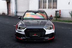 Audi RS4 B9 2018 2019 & RS4 B9.5 2020 2021 2022 2023 2024 With Aftermarket Parts - AE Front Canards Carbon Fiber from ArmorExtend
