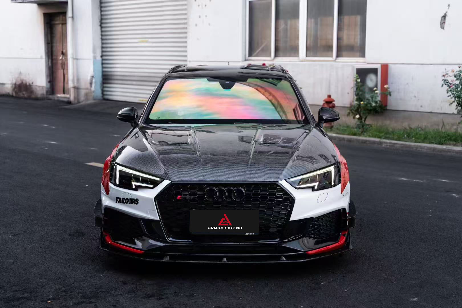 Audi RS4 B9 B9.5 2018 2019 2020 2021 2022 2023 2024 With Aftermarket Parts - AE Front Lip Carbon Fiber from ArmorExtend