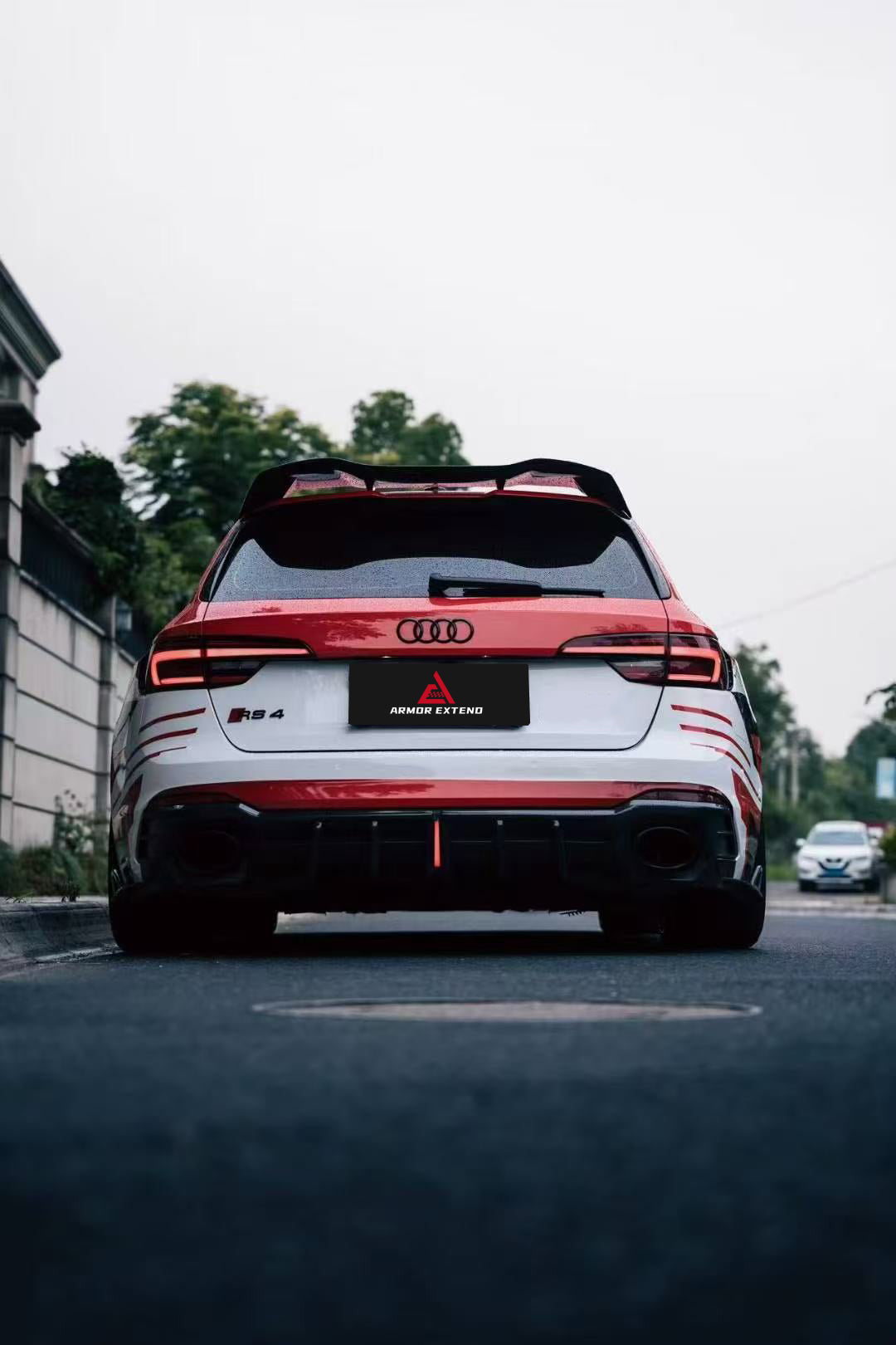 Audi RS4 B9 / B9.5 2018 2019 2020 2021 2022 2023 2024 with Aftermarket Parts - AE Rear Roof Spoiler Carbon Fiber from ArmorExtend