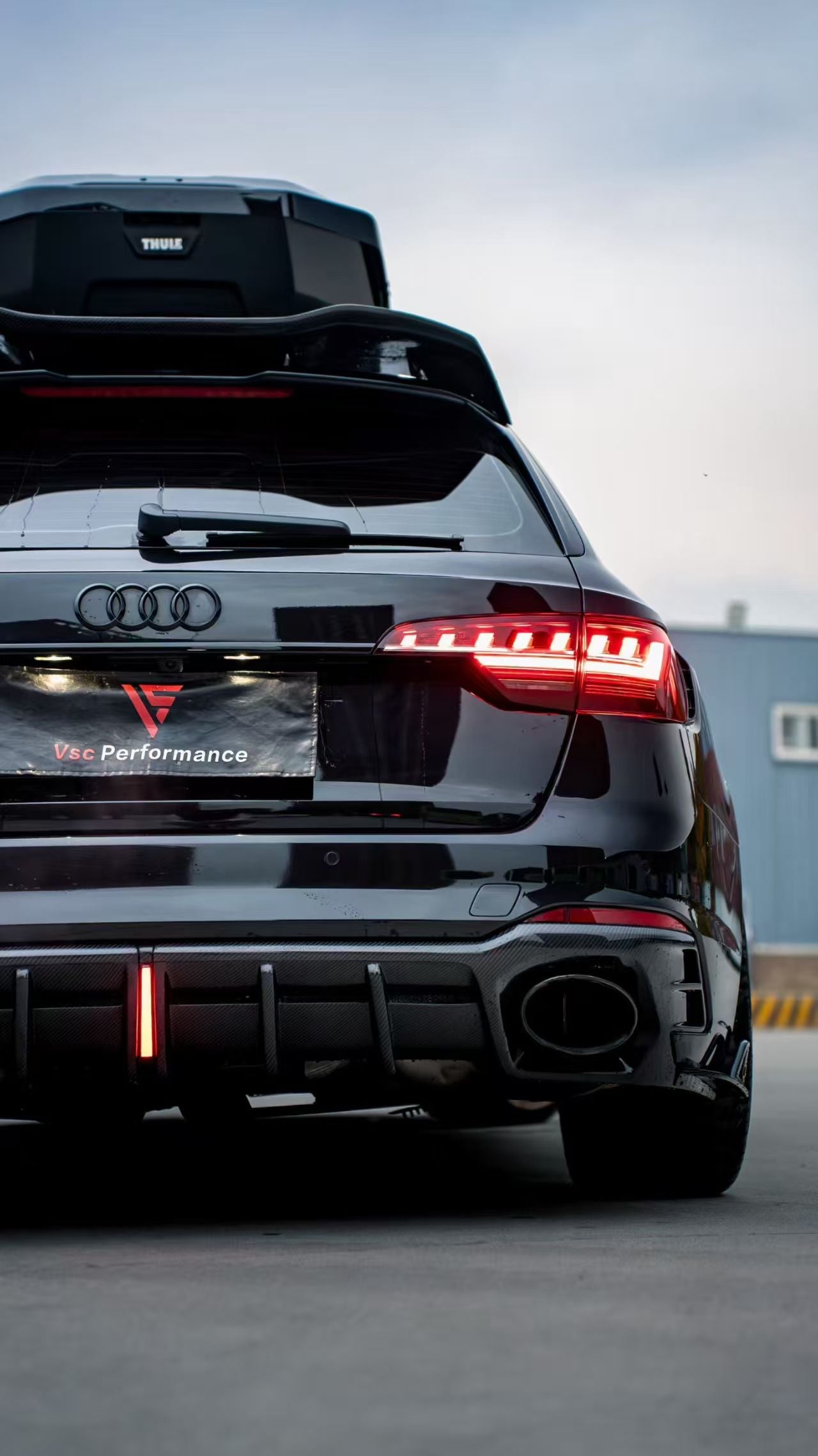 Audi RS4 B9 / B9.5 2018 2019 2020 2021 2022 2023 2024 with Aftermarket Parts - AE Rear Roof Spoiler Carbon Fiber from ArmorExtend