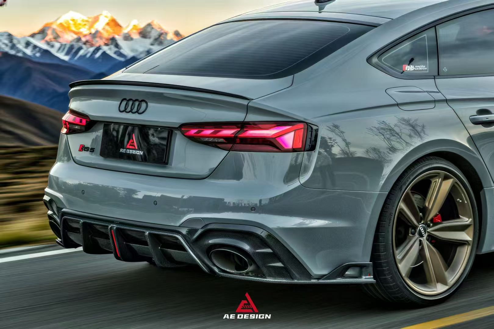 Audi RS5 B9.5 2020 2021 2022 2023 2024 Early 2025 with Aftermarket Parts - AE Style Rear Diffuser Carbon Fiber from ArmorExtend