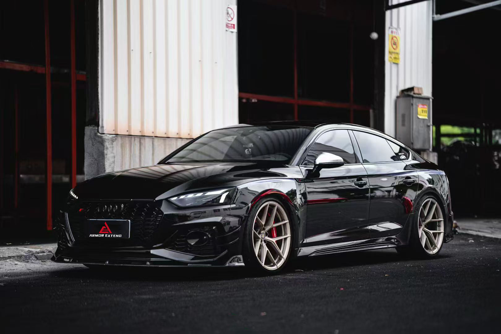 Audi RS5 B9.5 2020 2021 2022 2023 2024 2025 with Aftermarket Parts - AE Style Front Canards Carbon Fiber from ArmorExtend