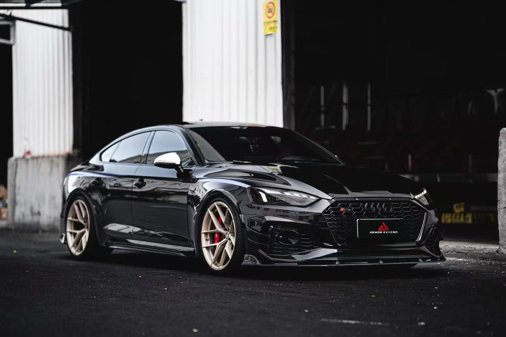 Audi RS5 B9.5 2020 2021 2022 2023 2024 2025 with Aftermarket Parts - AE Style Front Canards Carbon Fiber from ArmorExtend