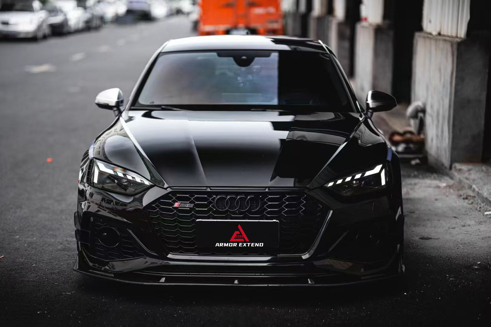 Audi RS5 B9.5 2020 2021 2022 2023 2024 2025with Aftermarket Parts - AE Style Front Lip Carbon Fiber from ArmorExtend