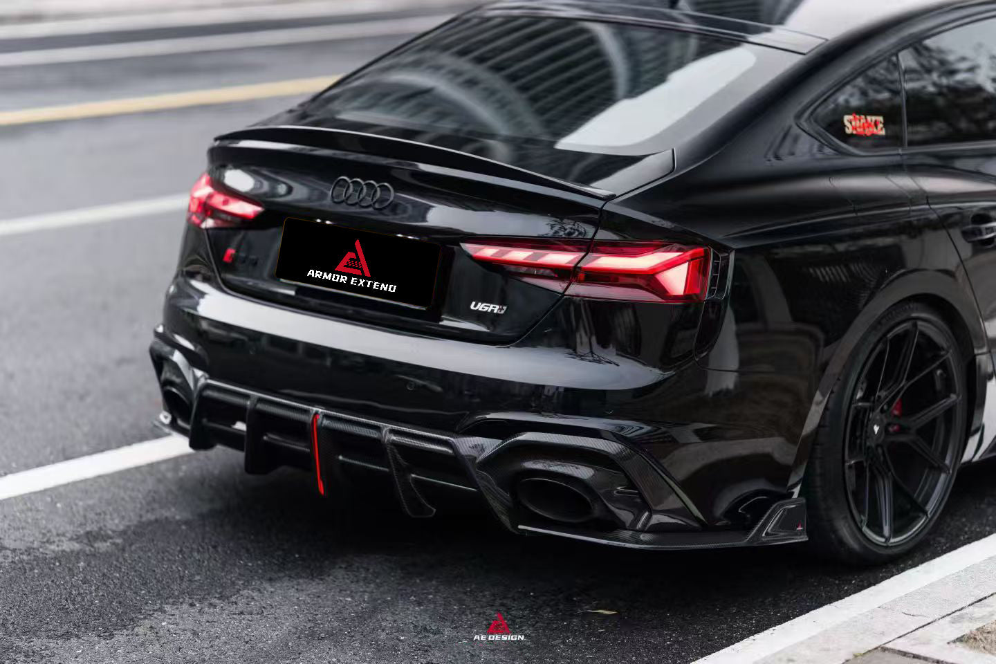 Audi RS5 B9.5 2020 2021 2022 2023 2024 2025 with Aftermarket Parts - AE V2 Style Rear Diffuser & Canards Dry Pre-preg Carbon Fiber from ArmorExtend