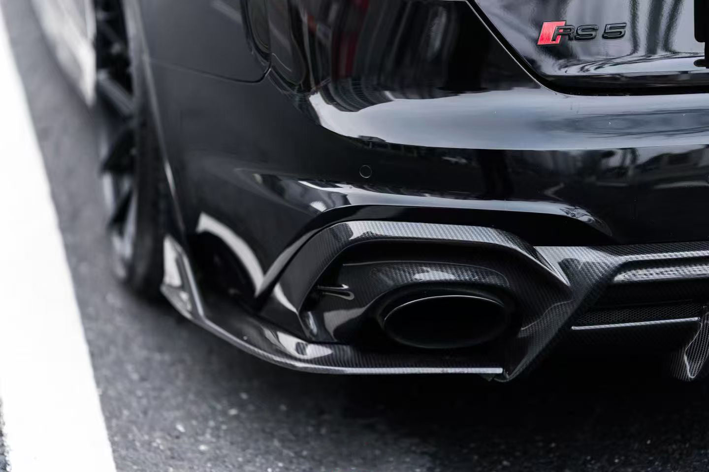 Audi RS5 B9.5 2020 2021 2022 2023 2024 2025 with Aftermarket Parts - AE V2 Style Rear Diffuser & Canards Dry Pre-preg Carbon Fiber from ArmorExtend