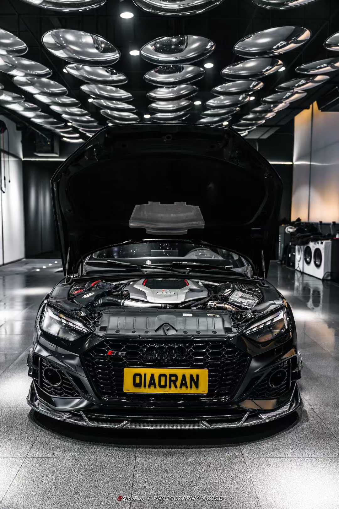 Audi RS5 B9.5 2020 2021 2022 2023 2024 2025 with Aftermarket Parts - AE V2 Style Front Canards Dry Pre-preg Carbon Fiber from ArmorExtend