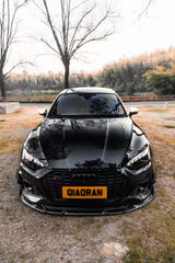 Audi RS5 B9.5 2020 2021 2022 2023 2024 2025 with Aftermarket Parts - AE V2 Style Front Lip Dry Pre-preg Carbon Fiber from ArmorExtend