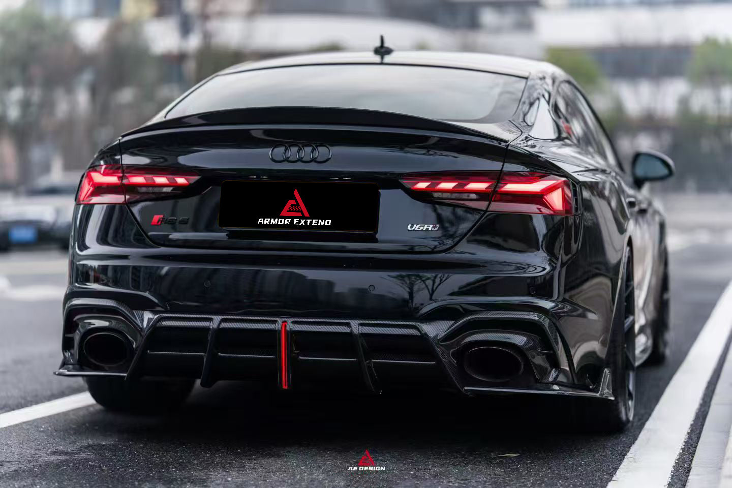 Audi RS5 B9.5 2020 2021 2022 2023 2024 2025 with Aftermarket Parts - AE V2 Style Rear Diffuser & Canards Dry Pre-preg Carbon Fiber from ArmorExtend