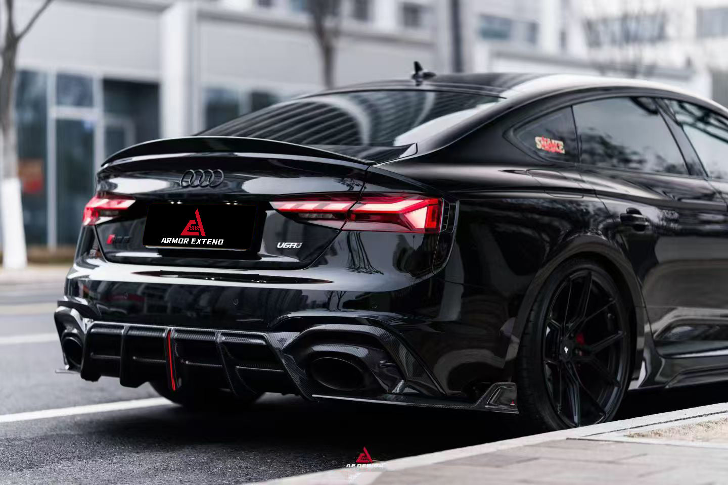 Audi RS5 B9.5 2020 2021 2022 2023 2024 2025 with Aftermarket Parts - AE V2 Style Rear Diffuser & Canards Dry Pre-preg Carbon Fiber from ArmorExtend