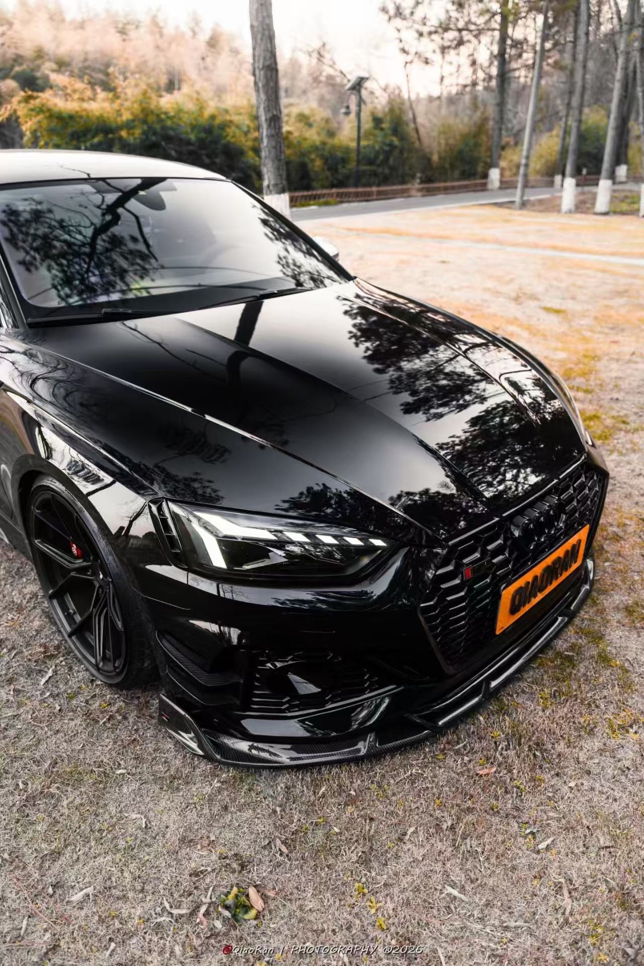 Audi RS5 B9.5 2020 2021 2022 2023 2024 2025 with Aftermarket Parts - AE V2 Style Front Lip Dry Pre-preg Carbon Fiber from ArmorExtend