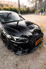 Audi RS5 B9.5 2020 2021 2022 2023 2024 2025 with Aftermarket Parts - AE V2 Style Front Lip Dry Pre-preg Carbon Fiber from ArmorExtend